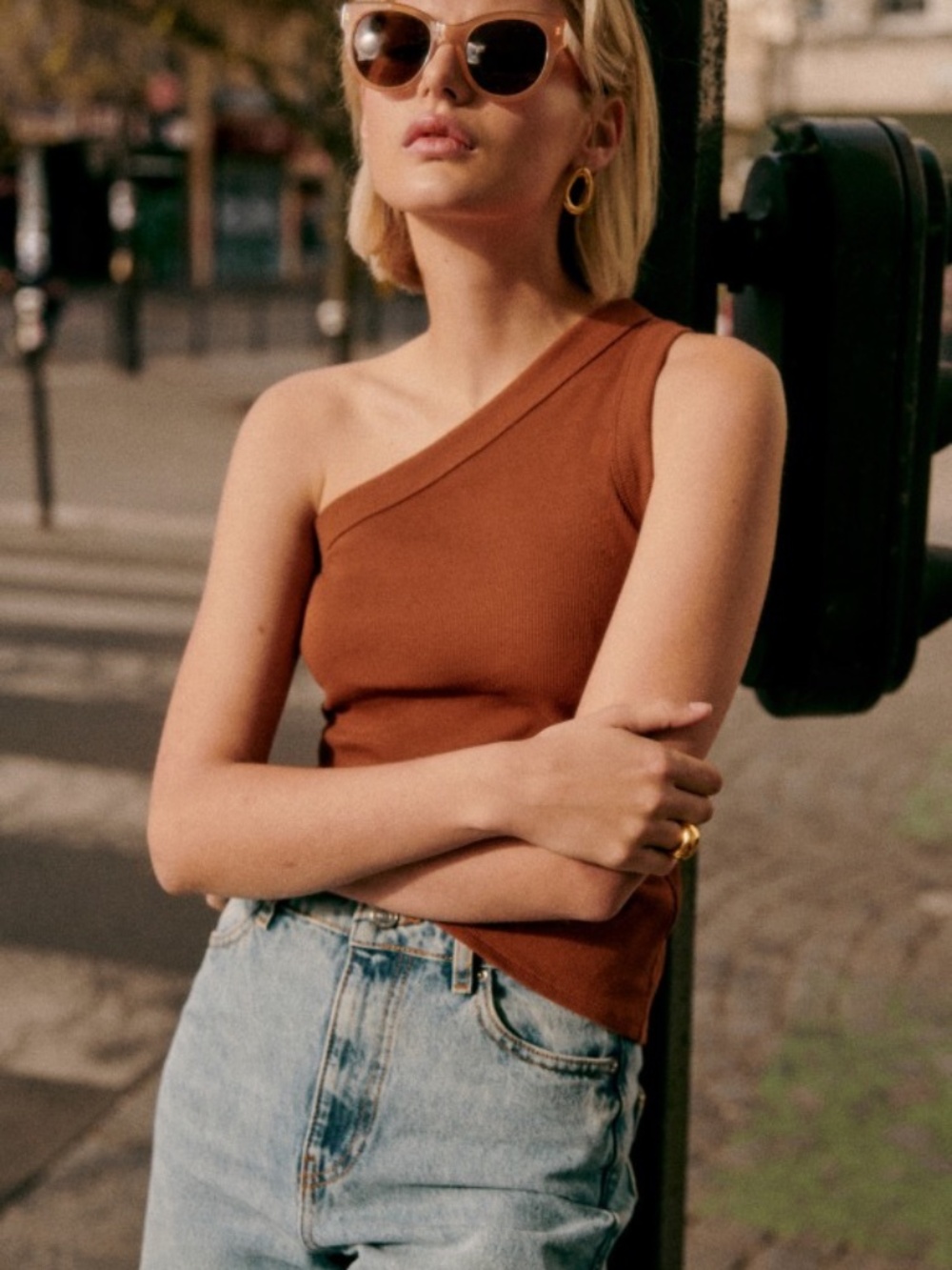 Sezane Tim Top XS in Coffee